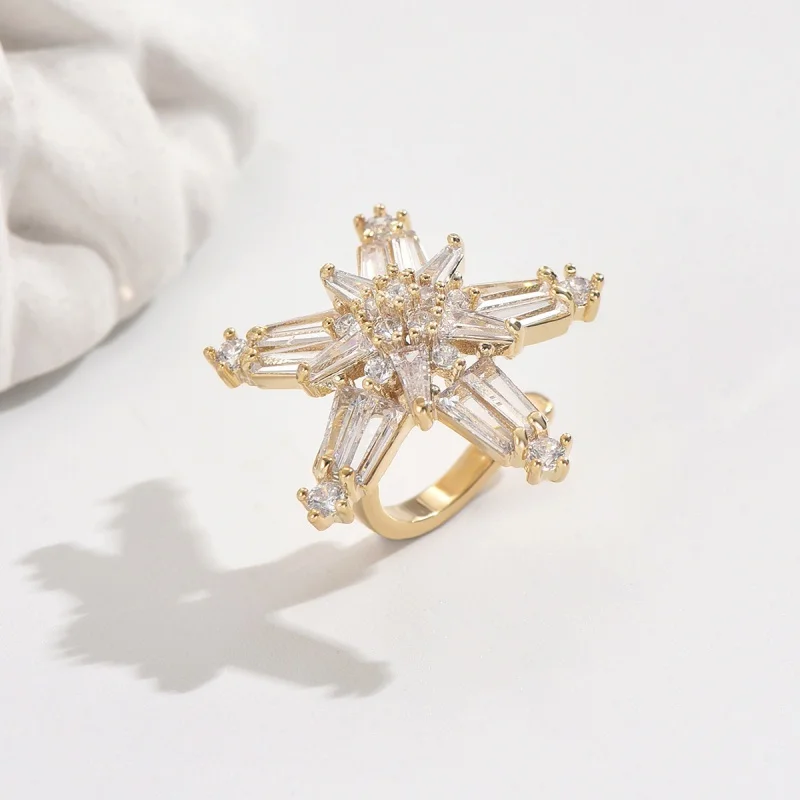 1pcs Star Sparkle Earring for Women Inlaid Rhinestone Clip Earrings Personality Wedding Jewelry Gifts