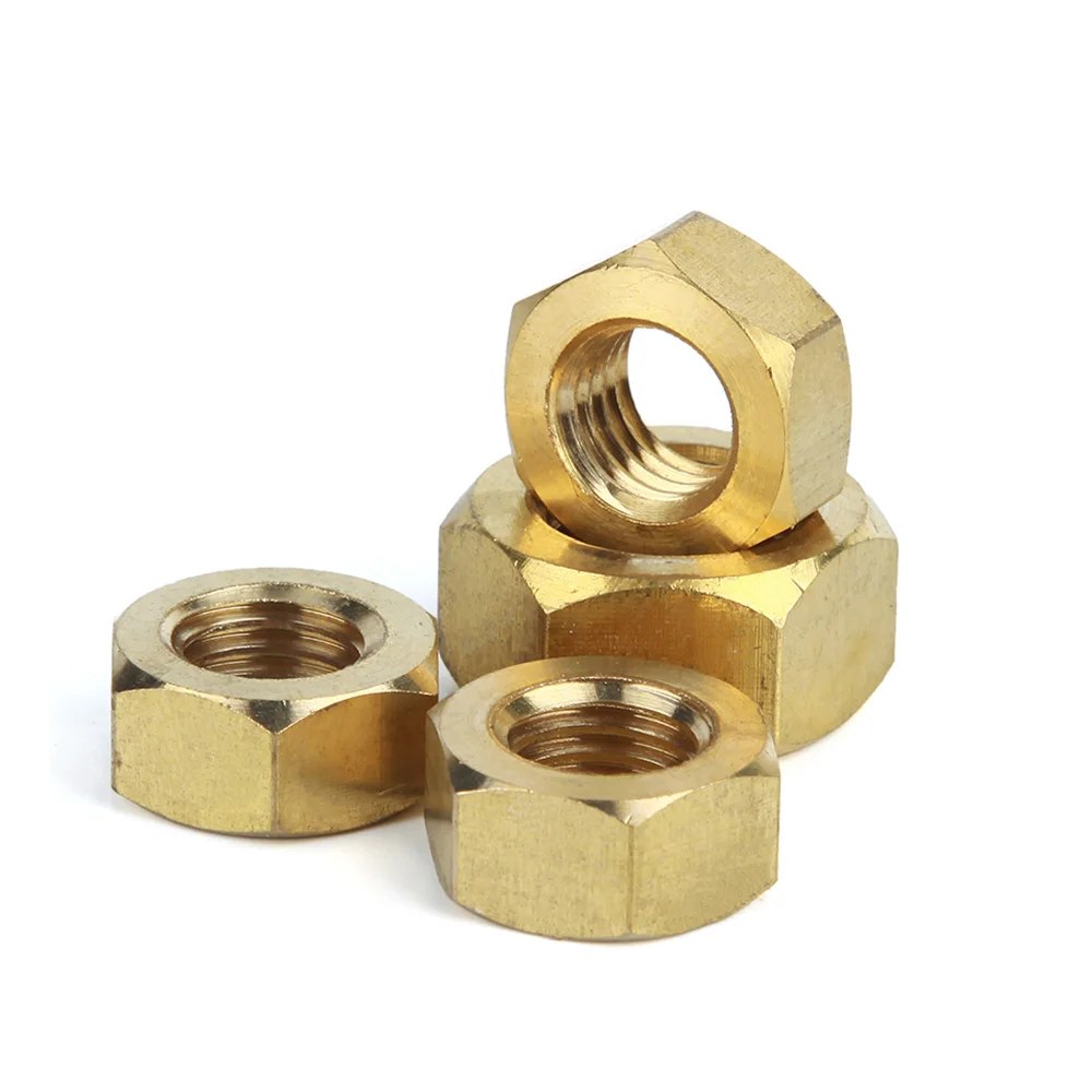 1-100pcs Solid Brass Hex Lock Nut M1.4 M1.6 M2 M2.5 M3M4 M5 M6M8 M10 M12 M14 M16 M18 M20 M22 Metric Copper External Hexagon Nuts