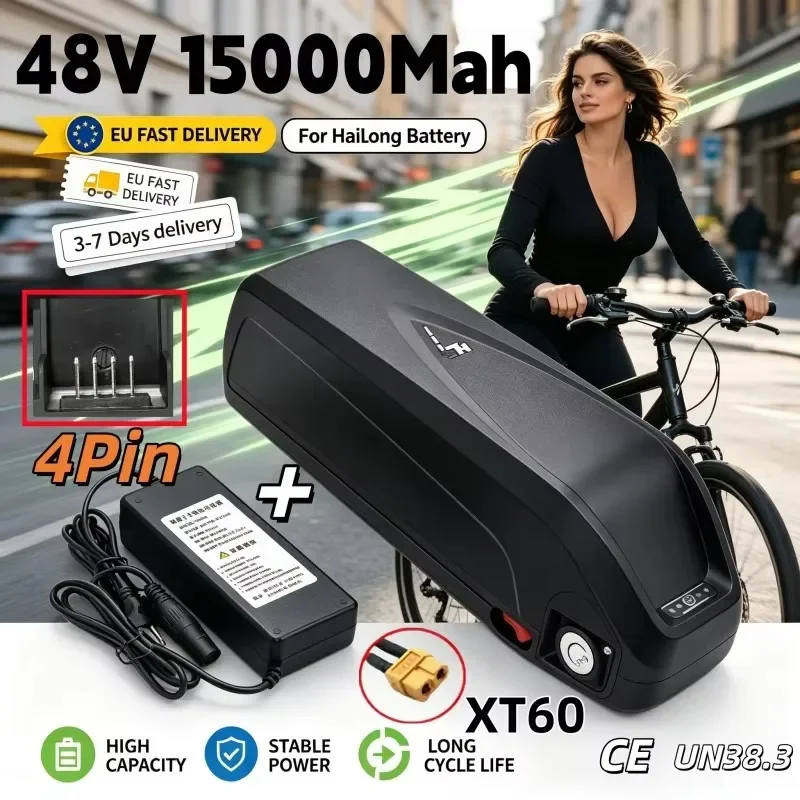 2026 Brandneuer Hochwertiger 48V 20Ah 30Ah 40Ah Hochkapazitäts-Hailong-Lithium-Akkupack für Bafang BBS02 BBS03 BBSHD Motor + BMS Anpassbarer Stecker