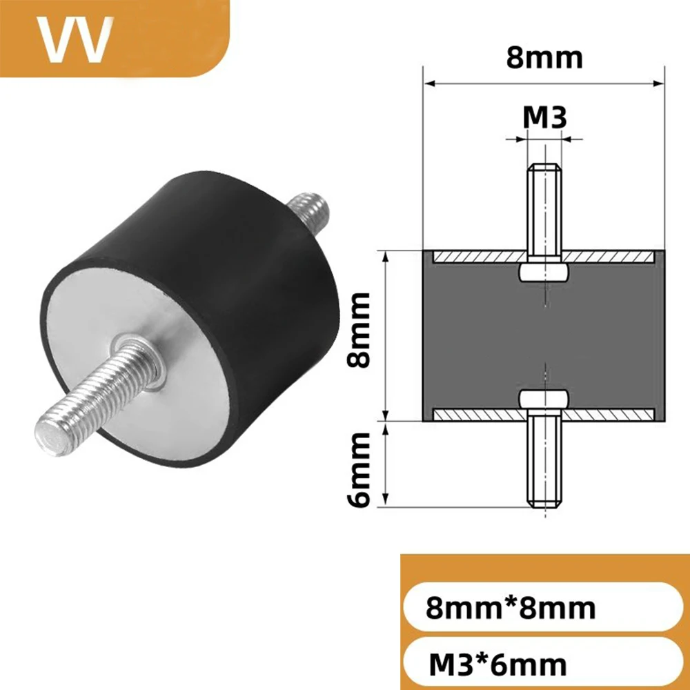 1Pcs M10 M12 M16 VV-Type Double Male Thread Rubber Mount Anti Vibration Male-Male Shock Absorbers Dia 40mm-100mm Silent Block