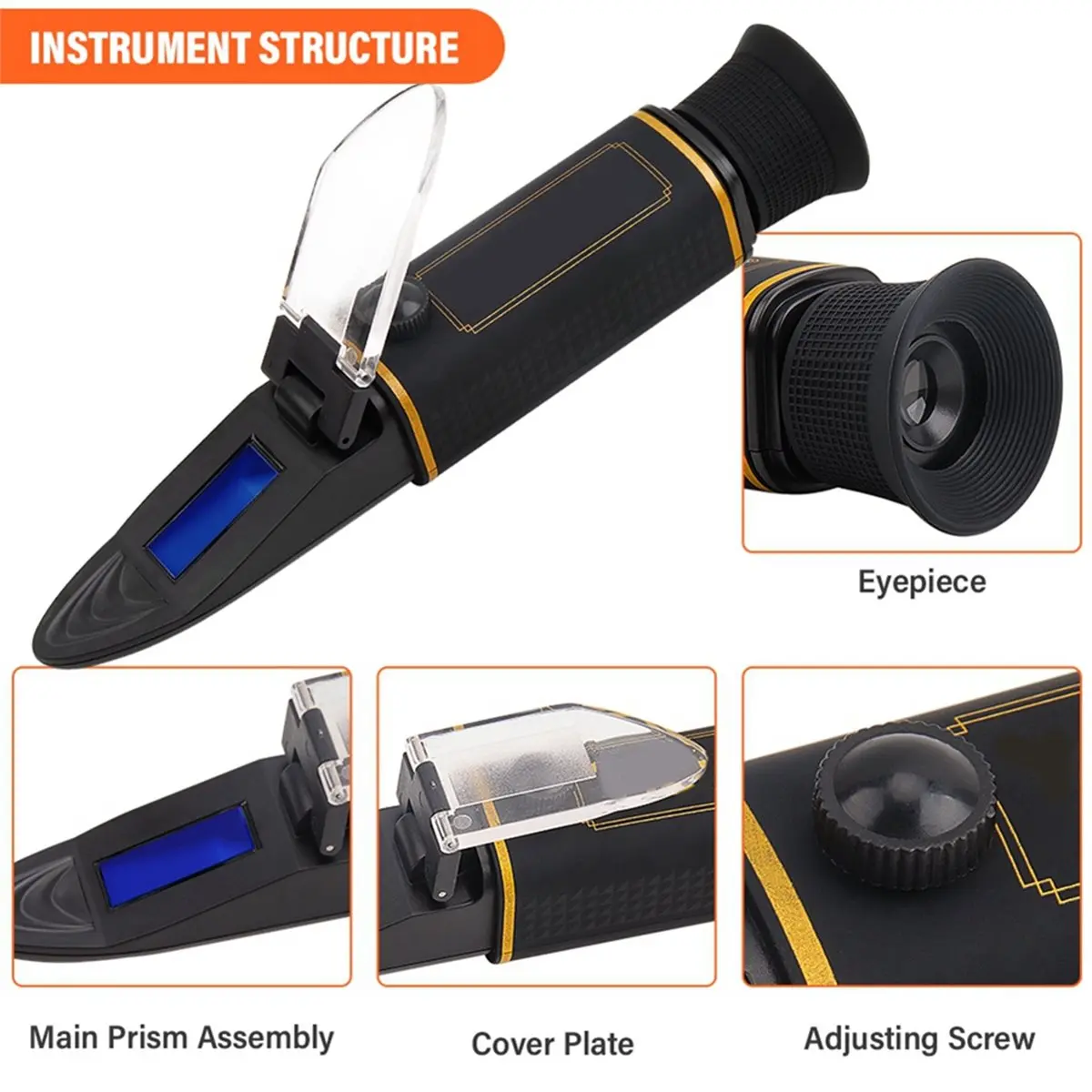 DT81 Dual Scale Beer Refractometer 0-32% Brix Refractometer 1.000-1.130 SG Wort ATC Handheld Wine Hydrometer Sugar Tester