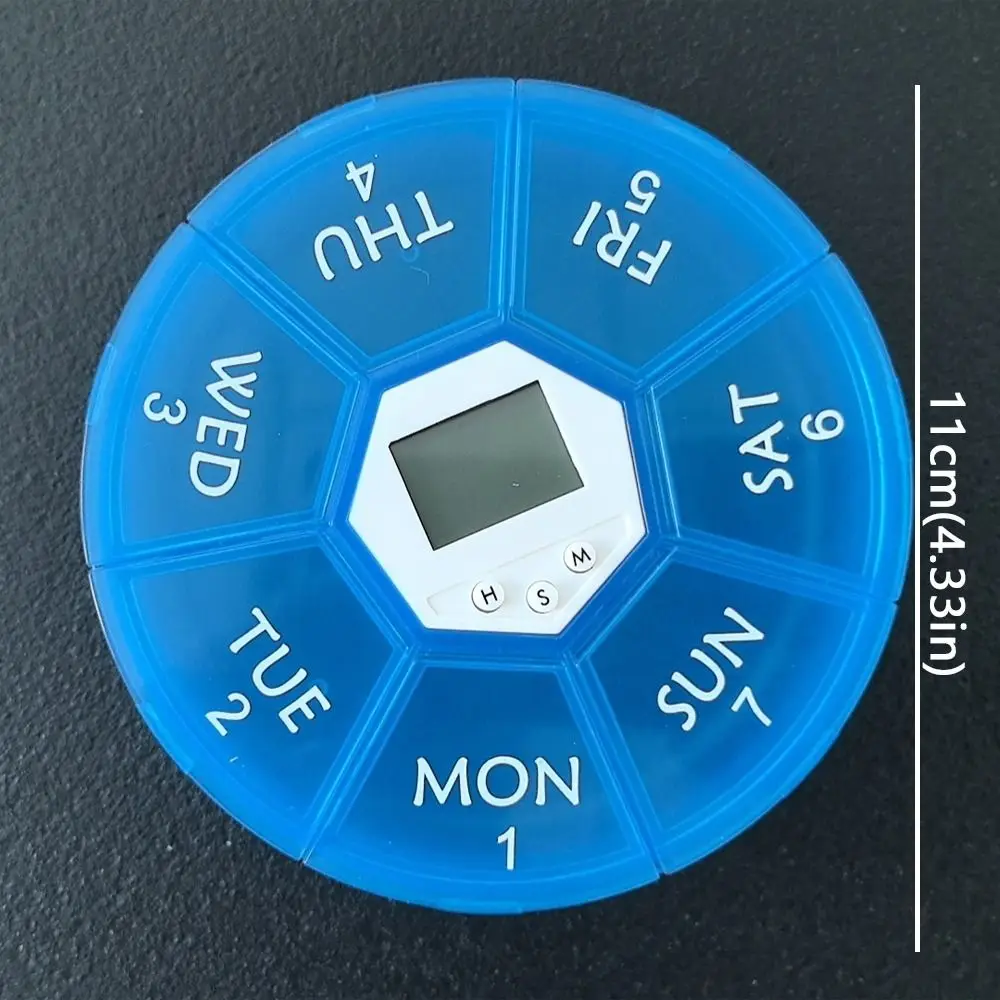 صندوق حبوب ذكي بسعة كبيرة، 7 مقصورات، شاشة LED، تذكير مؤقت، صندوق دواء، دوار دائري تلقائي #6