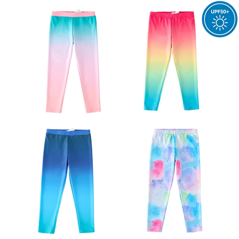 Badehose für Kleinkinder, Jungen und Mädchen, Farbverlauf, lange Schwimmleggings für Pool, Strand, Wassersport, UPF 50+, schnell trocknende Sommer-Badebekleidung für Kinder