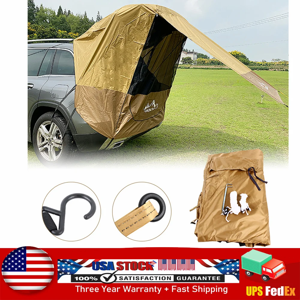 

Outdoor Tailgate Tent Awning For SUV Truck Camping Travel Sunshade Canopy Brown