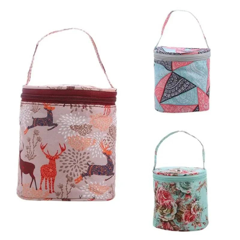 Yarn Storage Bag Round Knitting Wool Yarn Bags Organizer Crochet Sewing Needles Handbag Weave Tools Accessories Bowl Crafts Tote