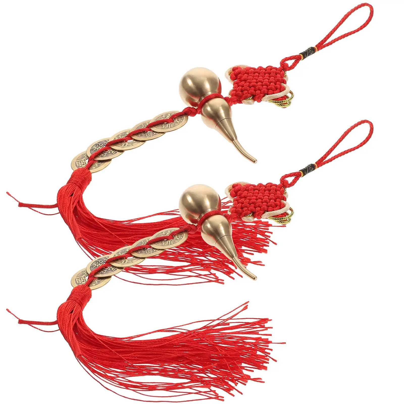 

2Pcs Gourd New Year Pendant Chinese Knot Tassel Ornament Spring Festival Decorative Pendant Longevity Prosperity