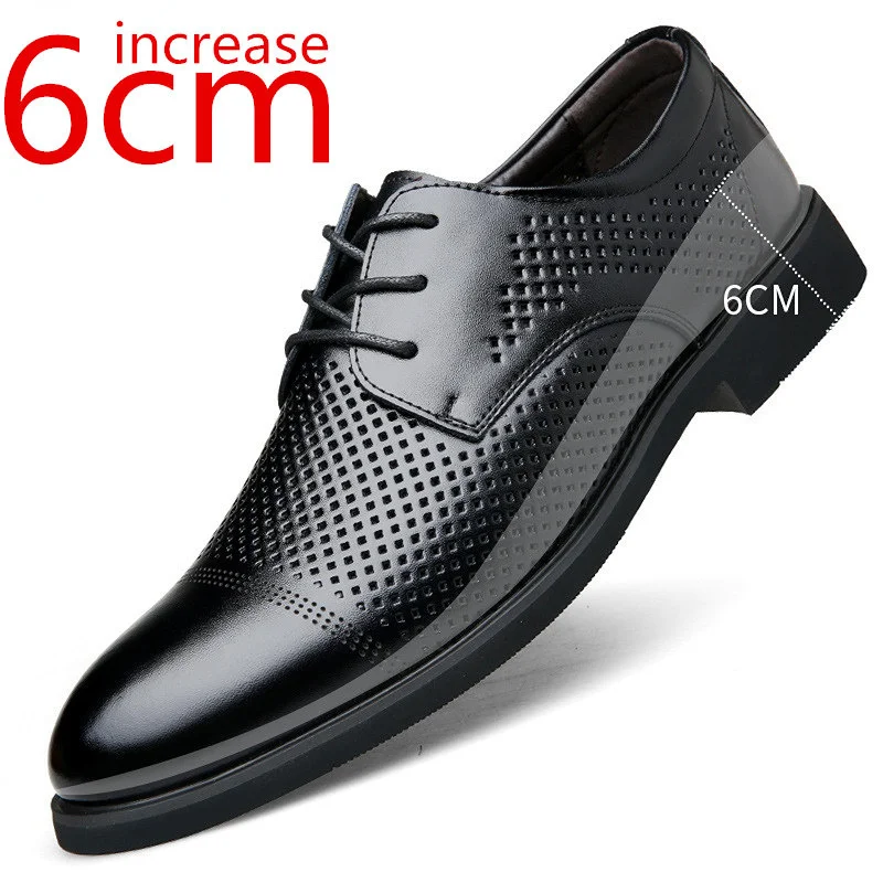 Zapatos de aumento de altura para hombre, plantilla Invisible de 6CM para aumento diario, zapatos de boda