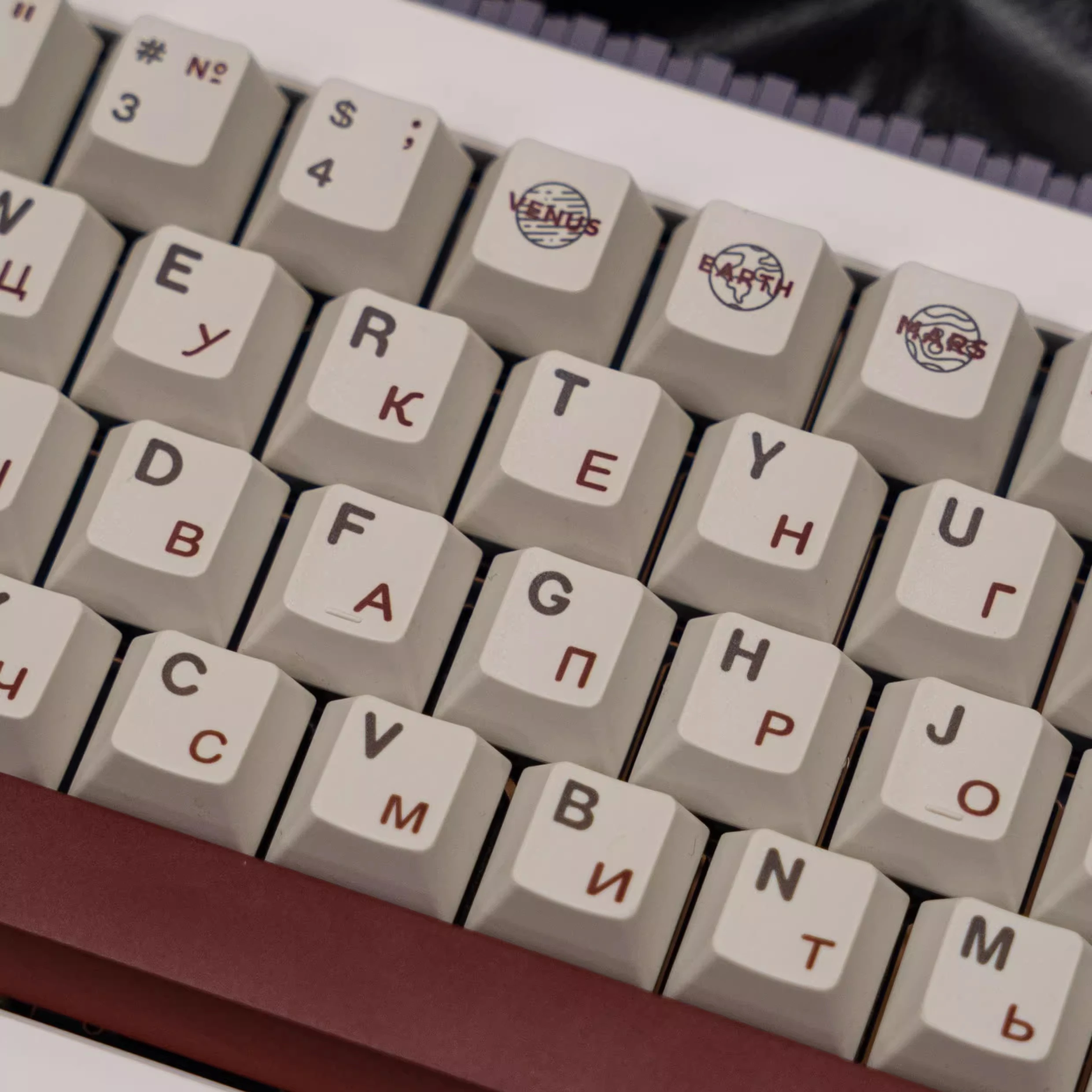 Teclas cirílicas Retro soviética, teclas con tema de astronauta, perfil de cereza ruso, PBT Dye-Sub, Teclado mecánico para juegos con 1.75U 2U