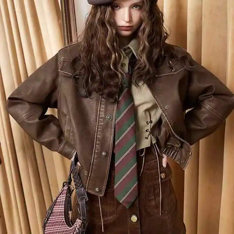 American Retro Maillard Style Jacket For Women'S 2025 Autumn And Winter New Fashion Loose Temperament Short Jacket