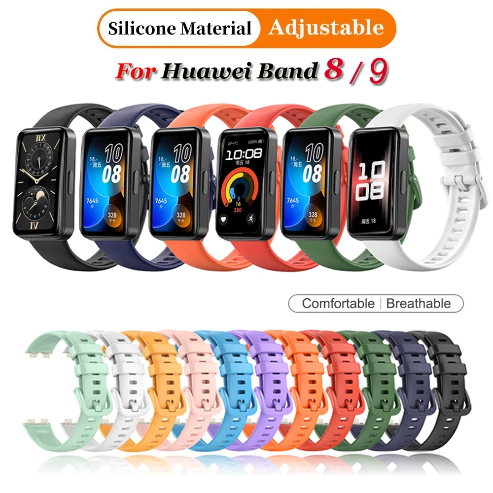 Watch Strap For  Huawei Band 9 Strap Replacement Silicone Strap For Huawei Band 8 Strap Correa Bracelet