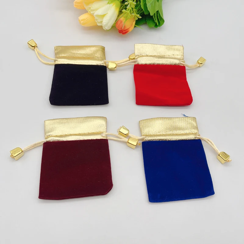 

50pcs 12x16cm Gold Mouth Velvet Bag Packaging Wedding Flannel Bags Sachet Drawstring Pouch for Jewelry Storage Velvet Gift Bags