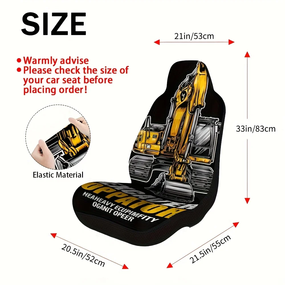 Set Of 2, Decorative Car Covers Featuring An Excavator Operator Design, Suitable For Suvs, Sedans, And Trucks. Made From Soft, W