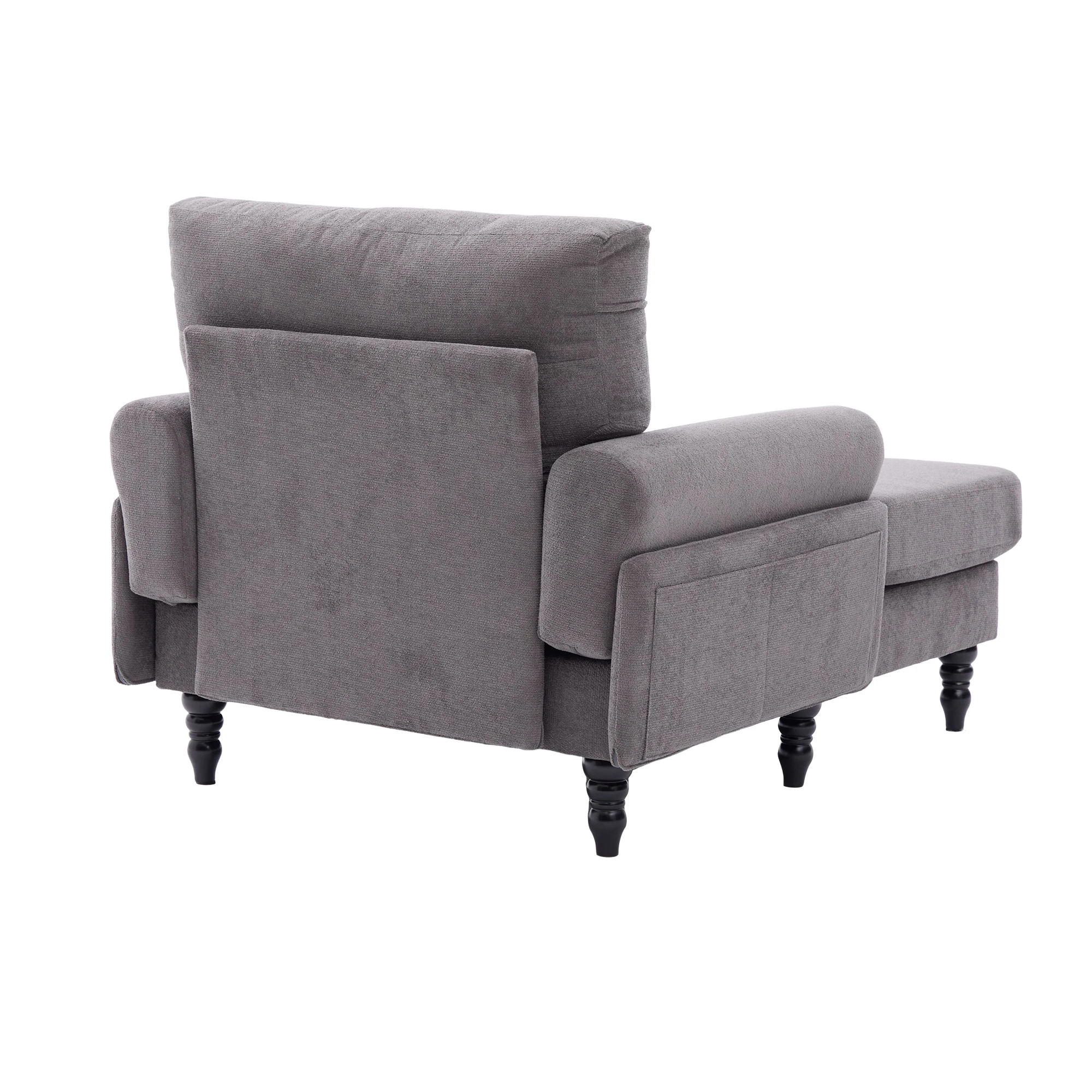 Moderner minimalistischer Samt-Loungesessel, Schlafzimmer-Einzelsofa mit Holzbeinen, bequemer Rückenlehne und Armlehnen – Detail 22