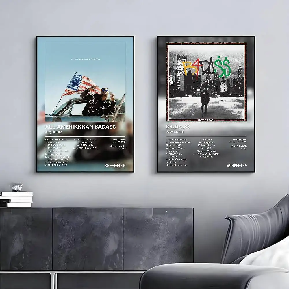 Rapper Joey BadaSS Poster Sticky Wall Art Printing Waterproof Home Living Bed Room Bar Aesthetic Decor
