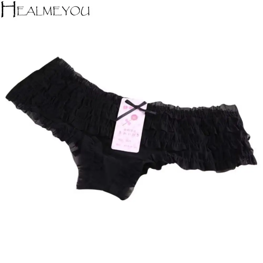 

Cute Women Panties Lace Ruffles Sweet Low Waist Briefs Bow Mesh Printed Polka Dot Female Underwear for Girl Underpants