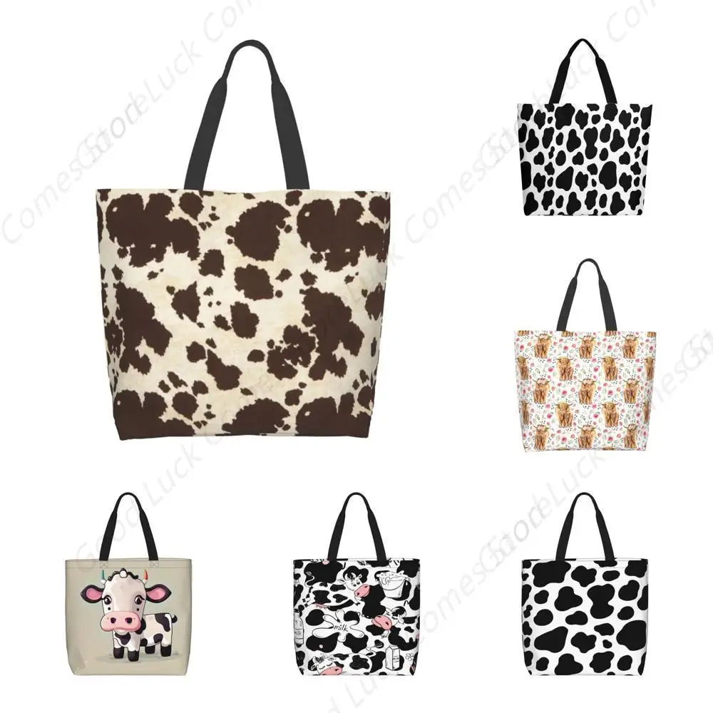 

Cute Cow Print Tote Bag Cow Print Sling Bag Travel Reusable Grocery Shopping Bag Tote Gifts for Women Men