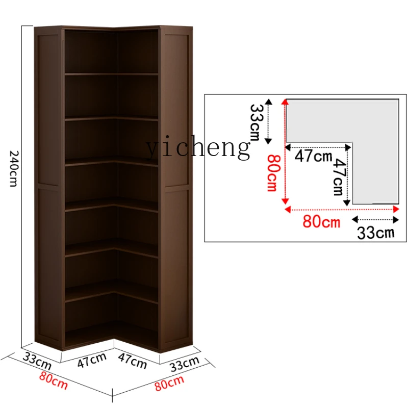 

Tqh Solid Wood Bookcase Shelf Home Floor Living Room Study Display Cabinet Corner Bookcase