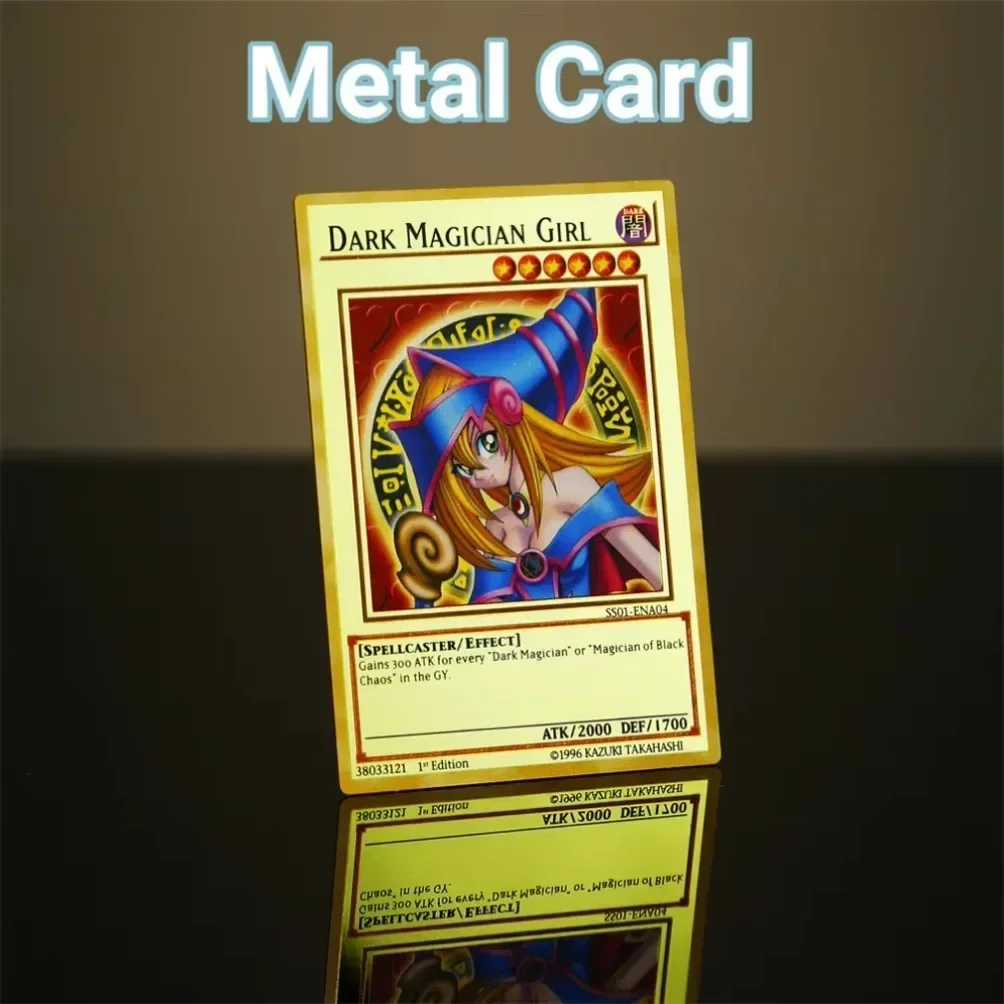 Yugioh Cards Metal Yu Gi Oh Letters Blue Eyes White Dragon Dark Magician Girl Obelisk Ra Gold Iron Playing Cards Anime Game Toys