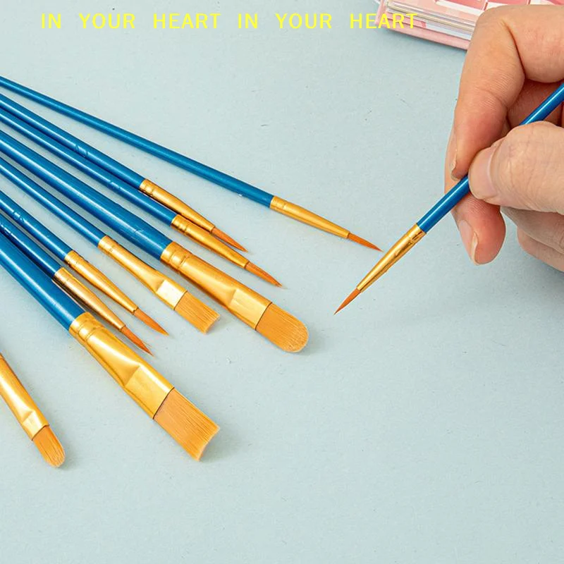 【X】Watercolor Brush Plastic Rod Set Multipurpose Painting Brushes Fine Point for Gouache Oil Acrylic Art Students Home Studio