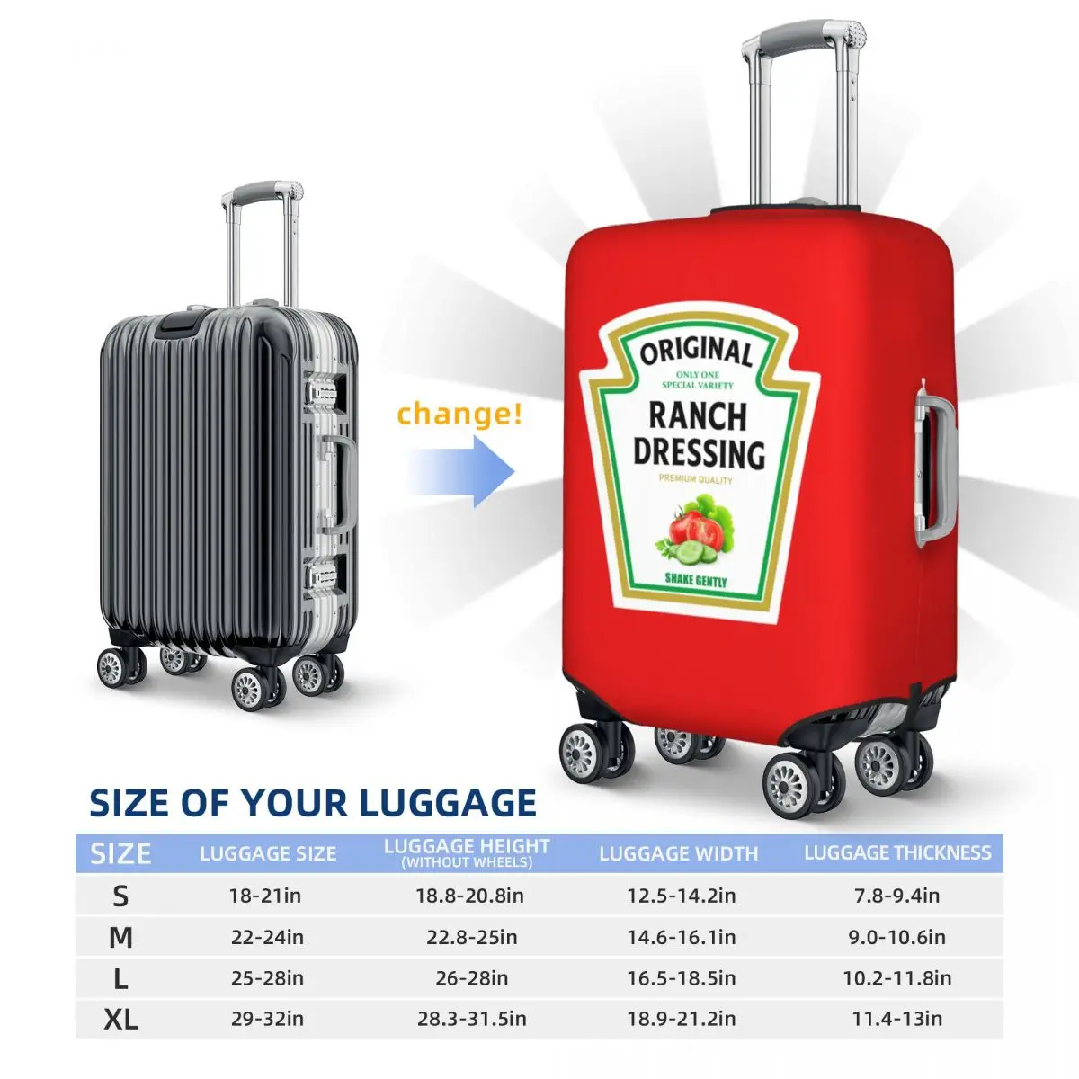 مخصص مزرعة خلع الملابس هالوين زي مطابقة الخردل كيتشب مايو غطاء الأمتعة حامي الغبار برهان حقيبة سفر يغطي #6