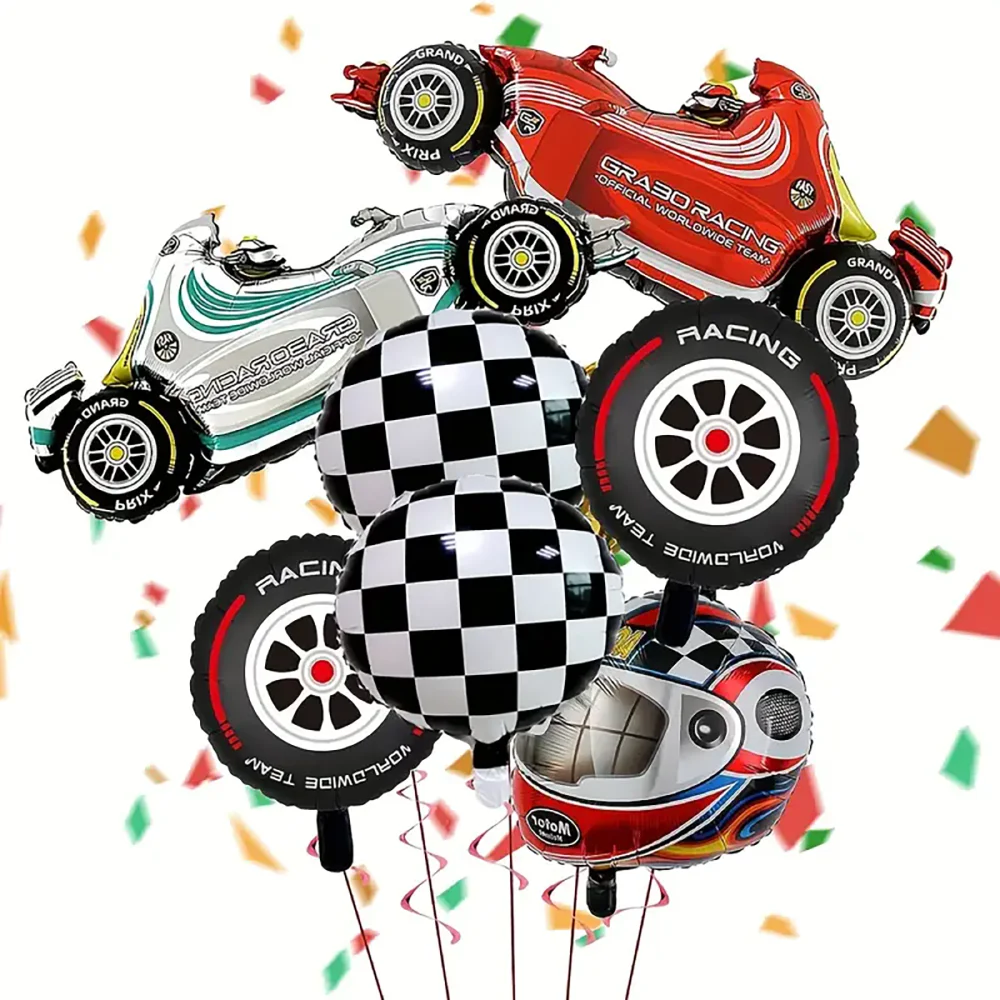 7 Stück, Rennballon-Set, Renn-Thema-Party-Dekoration, Geburtstagsdekoration, Szenendekoration, Visphäre-Hintergrund, Urinroom-Dekor, Party-Dekorationszubehör