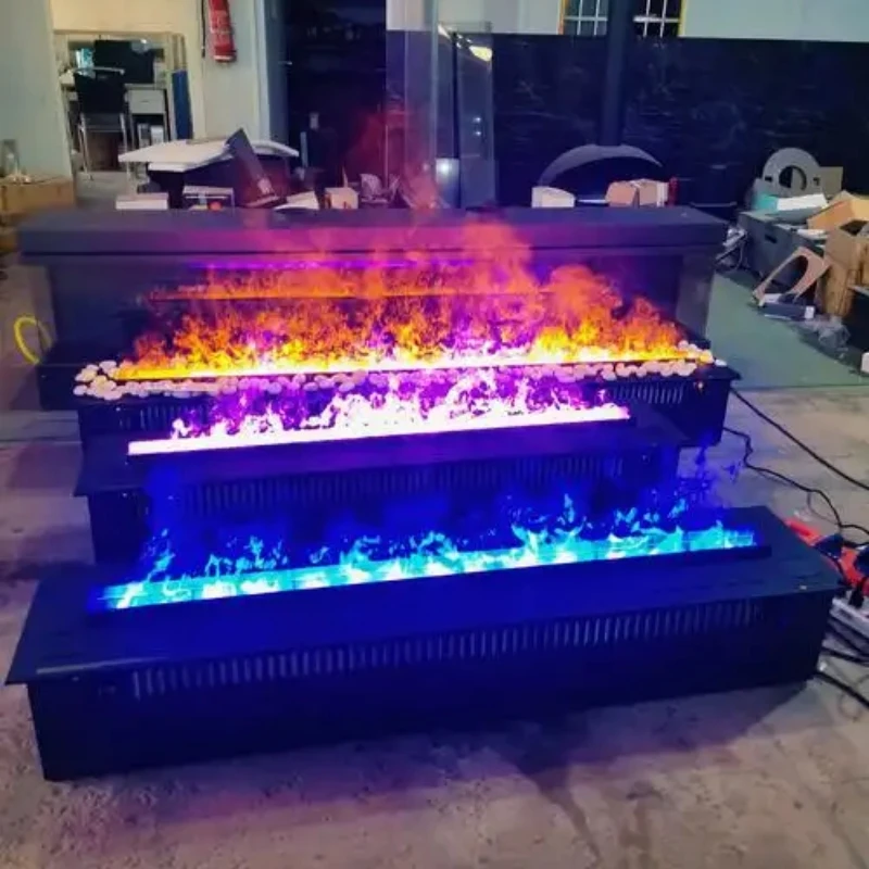 5 年保証 3D 火災リニア偽 LED 炎電気水蒸気暖炉ヒーター付き