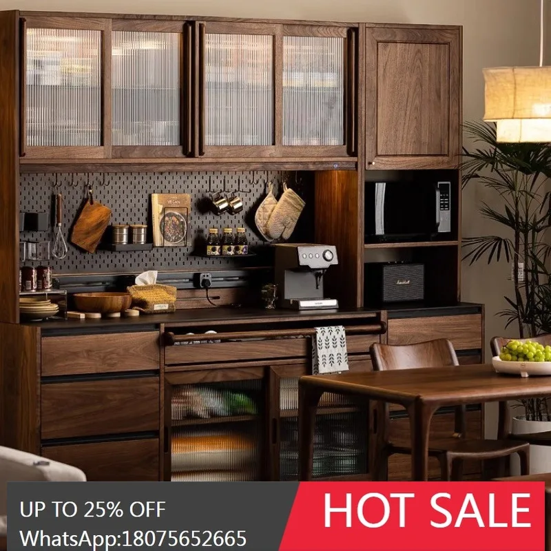 

SGF North American Black Walnut Sideboard Cabinet Solid Wood Rock Slab Cabinet Storage Integrated Wall-Mounted