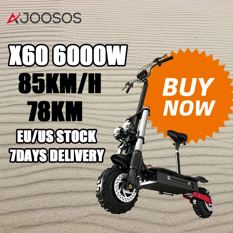 Dual Motor Electric Scooter X60 72V 6000W Electric Scooters 85KM/H Top Speed E Scooter 78KM Max Distance 11