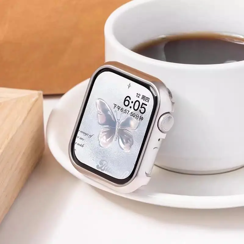 Schutzhülle für Apple Watch Series 11 10 9 7 8 6 SE 46mm 42mm 45mm 41mm 44mm 40mm, beschichtete PC-Bumper-Schale, iWatch-Schutzhüllen