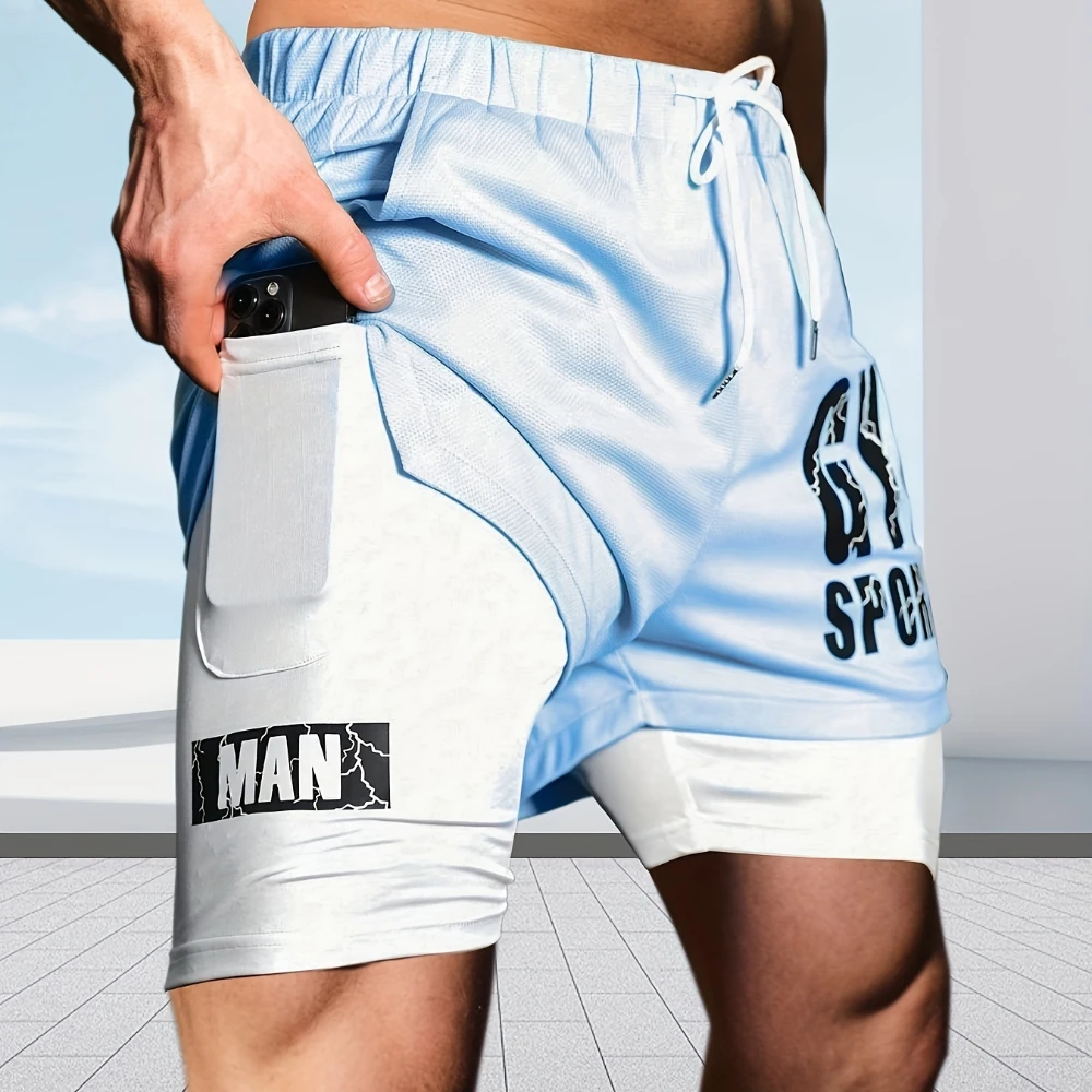Hardloopshorts Zomer Herensorts Casual Fitness Shorts Met Trekkoord Fitness 2-In-1 Sport Jogging Snel Droog Heren Shorts