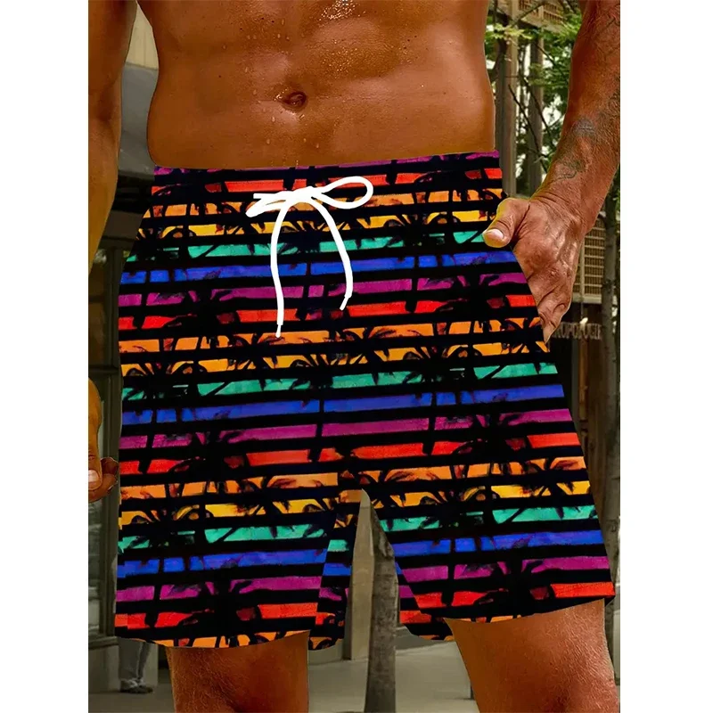 New Fashion Men's Shorts, Beach Shorts, Fitness Shorts, Drawstring Stretch Waist, 3D Printed Graphic Printing, Breathable, Soft