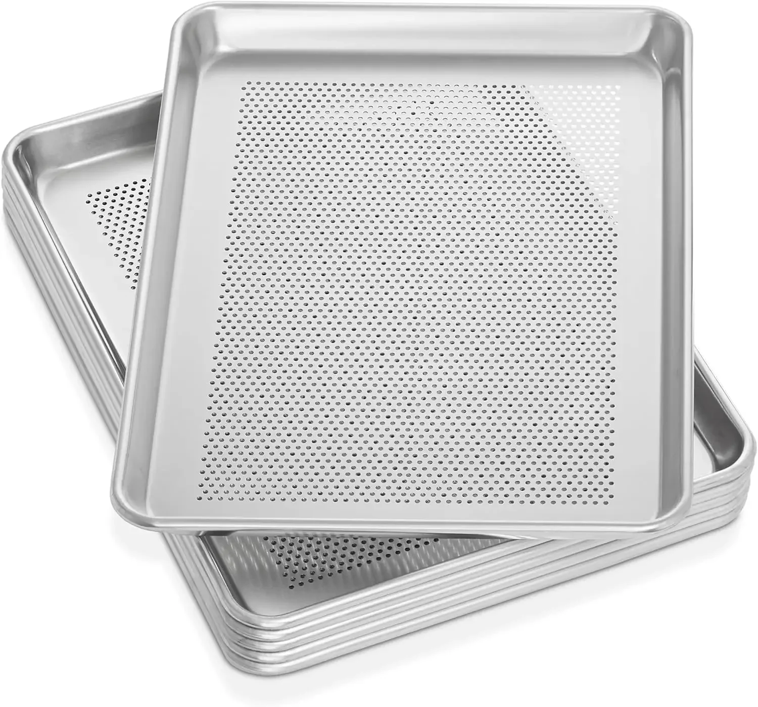

13" x 18" Commercial Grade Perforated Aluminum Baking Sheet Pan, Half Size Baking Tray - 6 Pans