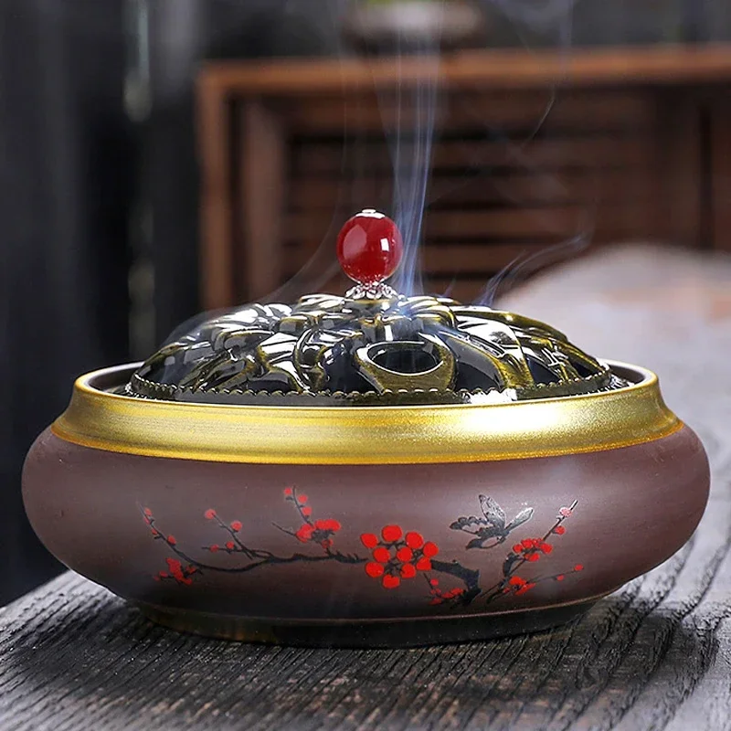 Large Size Multi-functional Ceramic Incense Burner Home Indoor/study/office/tea Room/yoga Room Thread/tower/pan Incense Tools