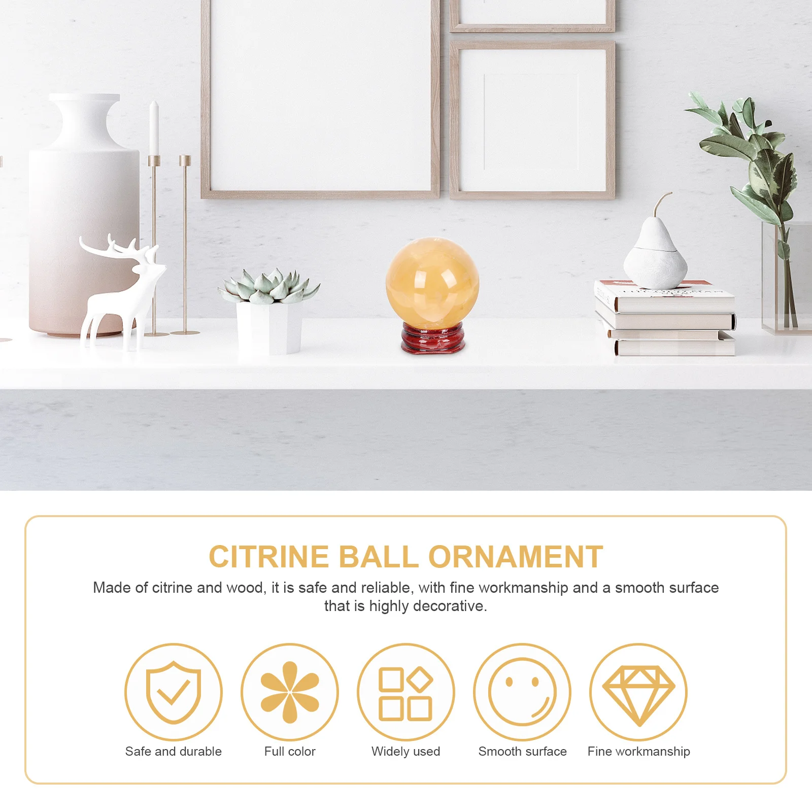 

1pcs Creative Yellow Crystal Ball With Base Home Office Decor Desktop Ornament Wedding Party Decoration Crystal Sphere Adornment