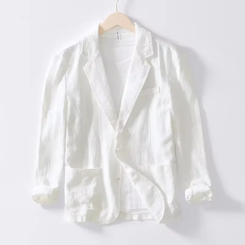 Man Blazer Thin Linen Blazer Mens Summer White Single Suit For Men Cotton Sunscreen Blazer Jacket Men Slim Fit Casual 2023 New