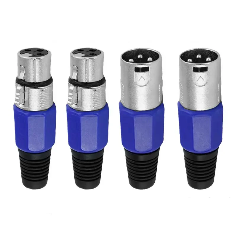 5/20PCS 3Pin XLR Speaker Connector Male Female Wiring Line Plug Blue 3-Core Audio Microphone Connector