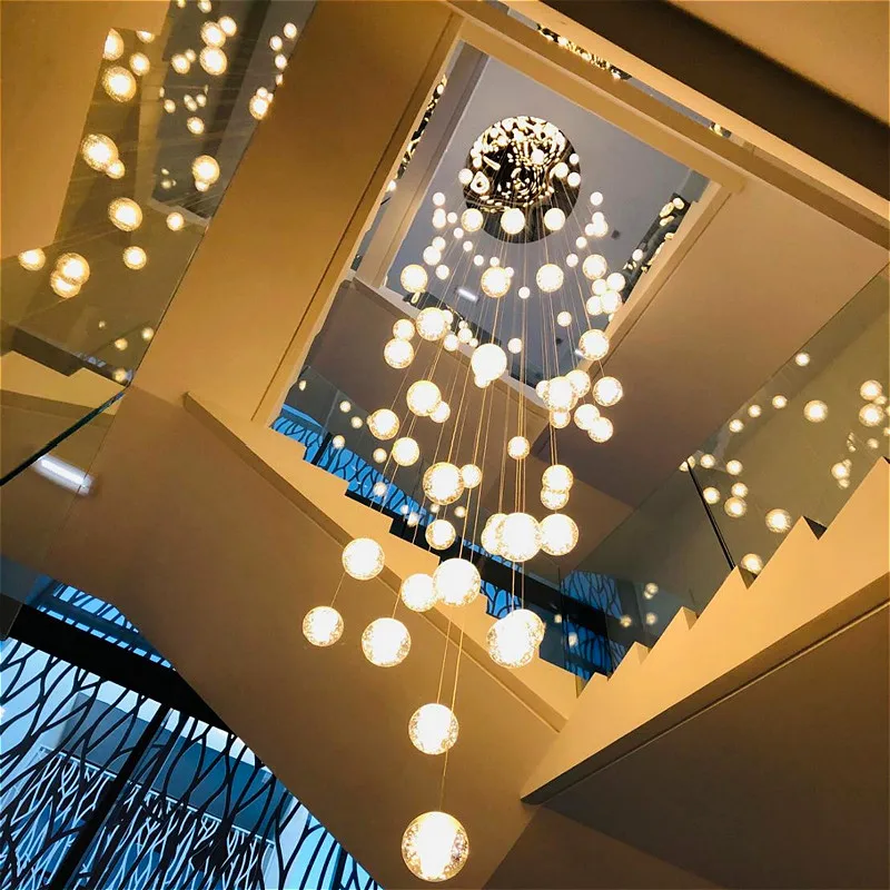 

Modern Crystal Glass Ball LED Pendant Lights Fixtures Multiple Staircase Lamps Bar Hanging Lamp For Hotel Villa Duplex Apartment