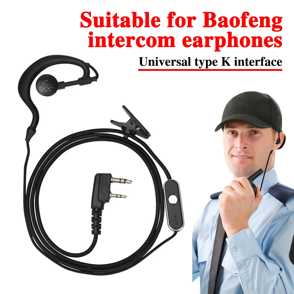 2 Pin K-type Interface Walkie Talkie Earphone Left Right Ears Universal Unilateral Headphones With Clip For Baofeng