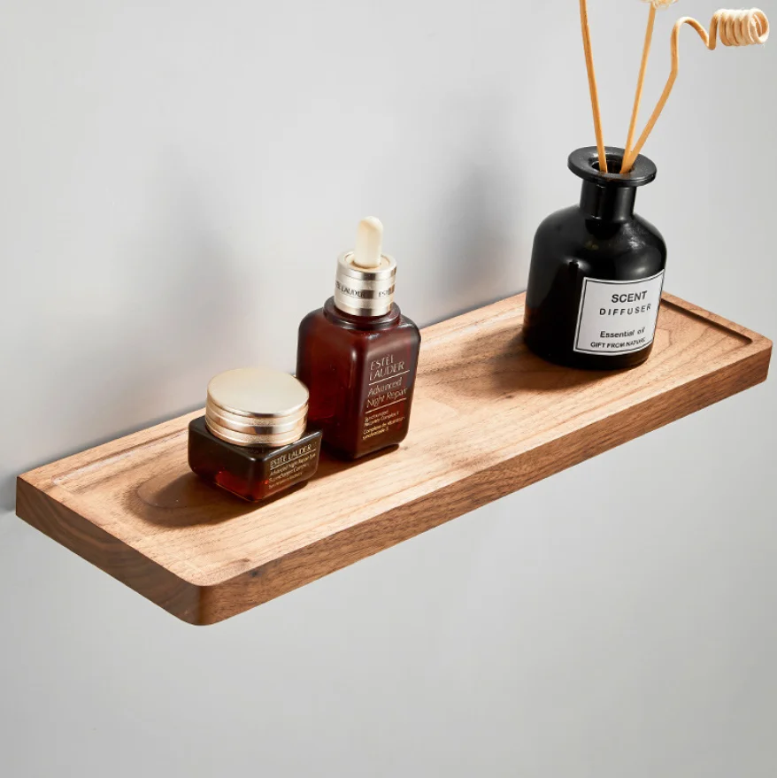 Bathroom Walnut rack the wall hanging storage shelf wood storage shelf