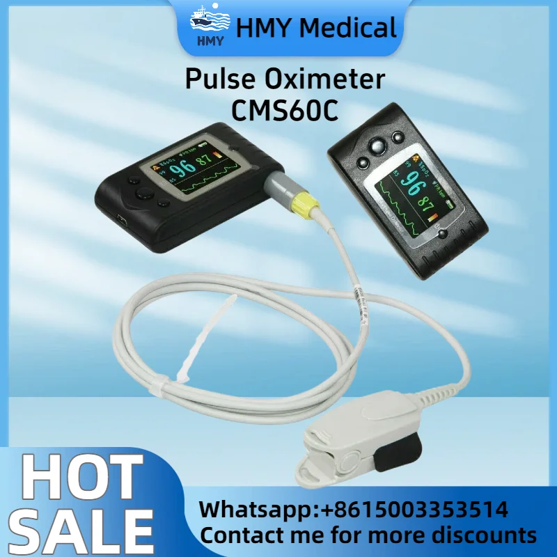 CMS60C Adult Finger Pulse Oximeter, 24-hour SpO2/Heart Rate Monitor with PC Softwar