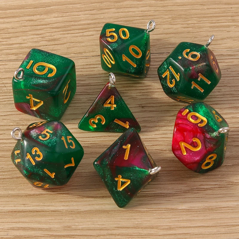 7 Stück gemischte bunte Harz-Spielwürfel-Anhänger für die Schmuckherstellung, Ohrringe, Halsketten, Schlüsselanhänger, DIY-Bastelzubehör – Detail 21