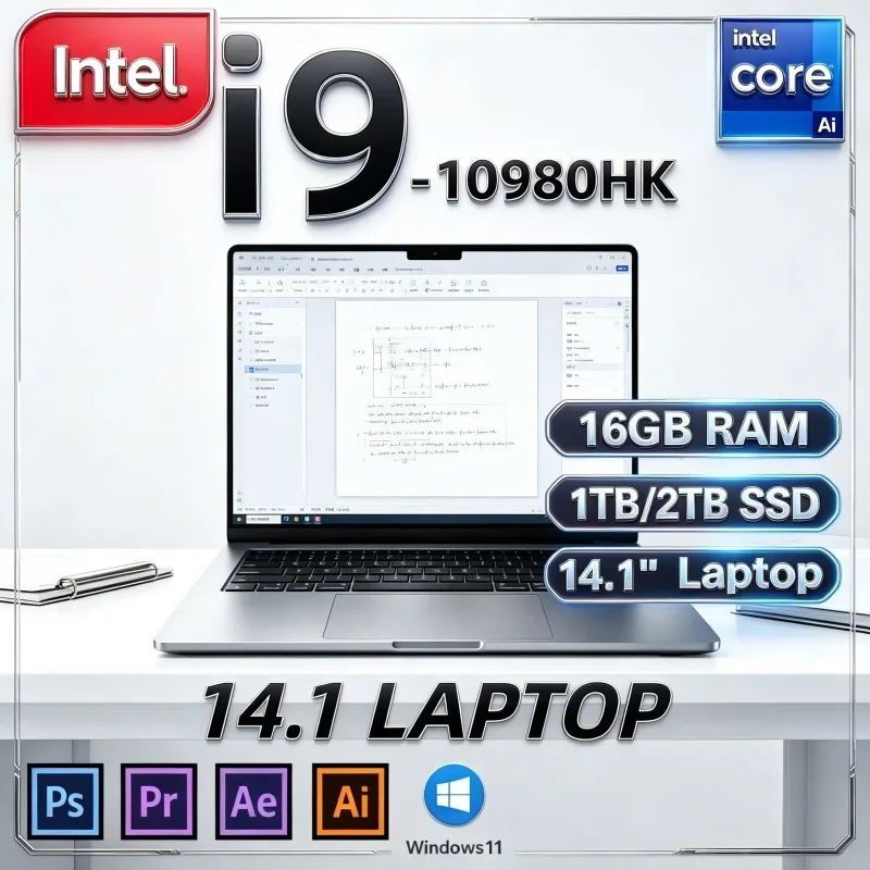New Hot 2026 Intel I9‑10980HK 14.1 Inch High‑Performance Notebook 16GB 32GB 2TB SSD Win11 Gaming Business Laptop