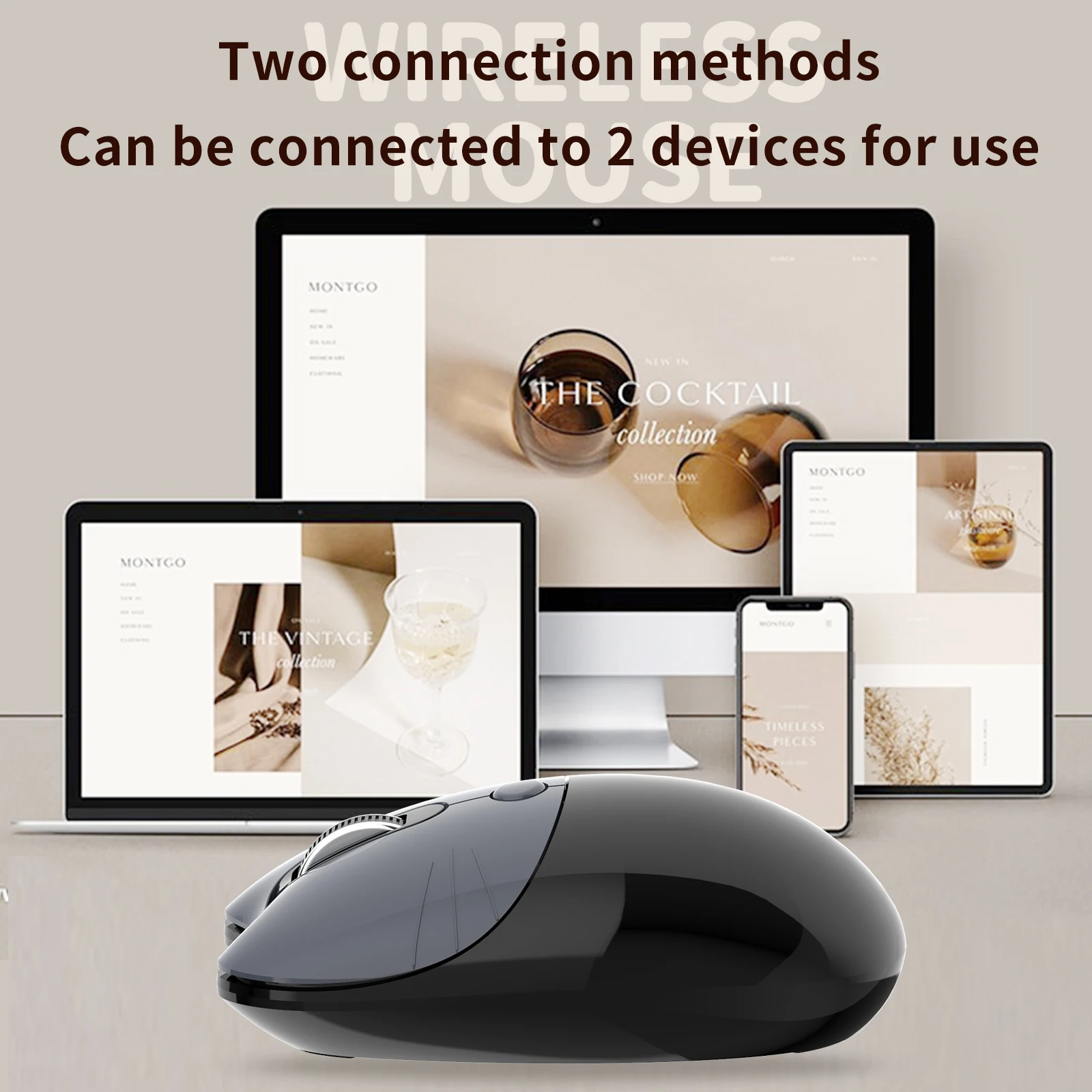 MOFii 1 Piece Dual-Mode Wireless Mouse, Gradient Cat Shape Cute Mouse, Bluetooth & 2.4G Silent Office Mouse,Battery Not Include