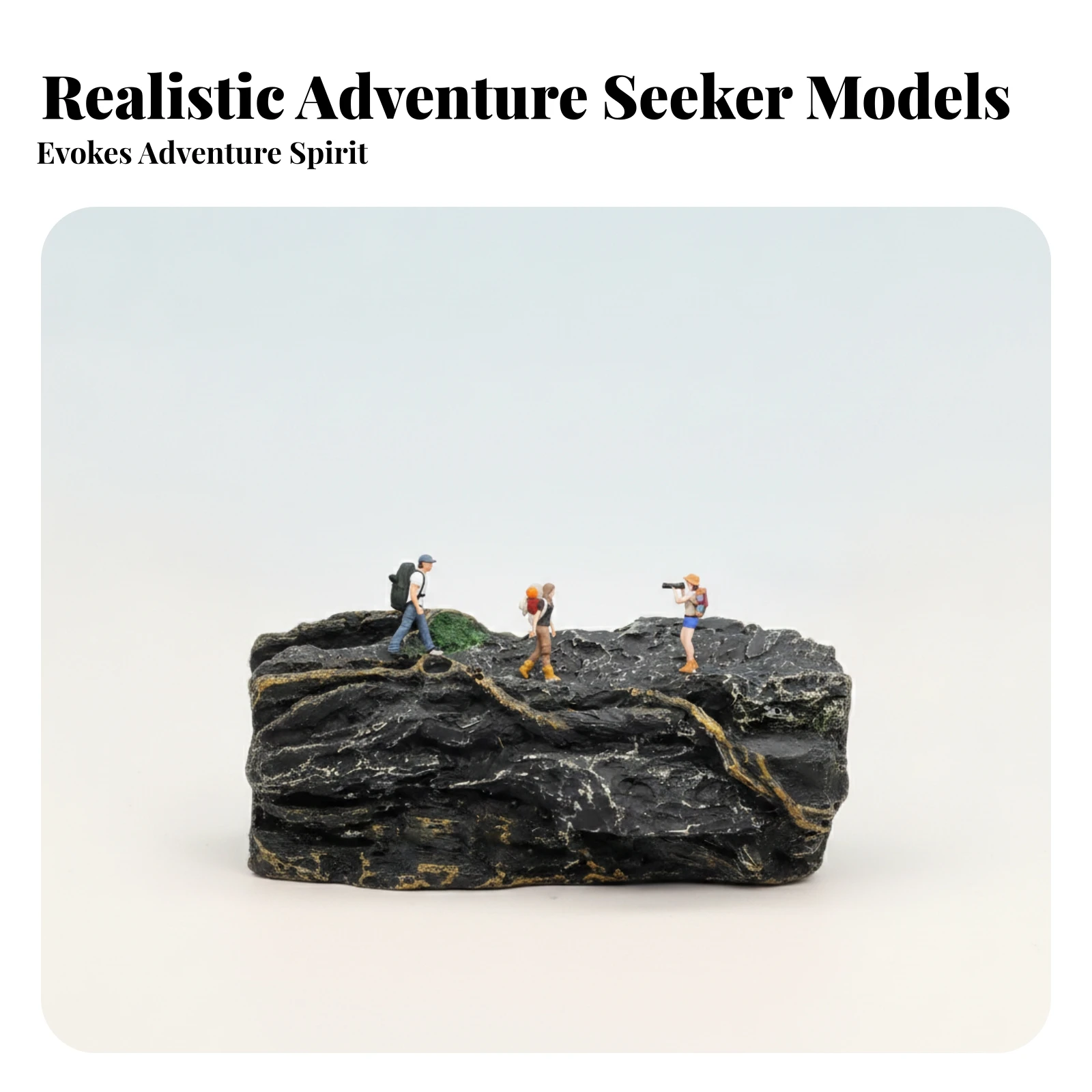 3 Pieces Hiking Figures with Binoculars Mini Hikers Outdoor Adventure Figures Various Poses Outdoor Adventurers Lifelike Details