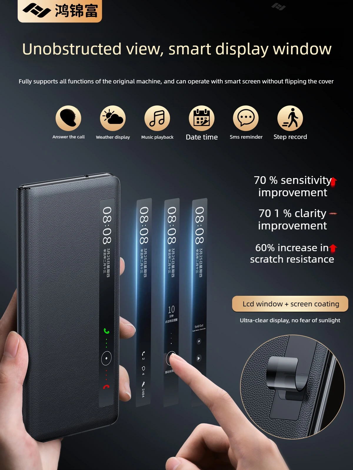 Genuine leather flip case for honor magic v6 new arrival smart window lens all-inclusive protective leather case for magic v6
