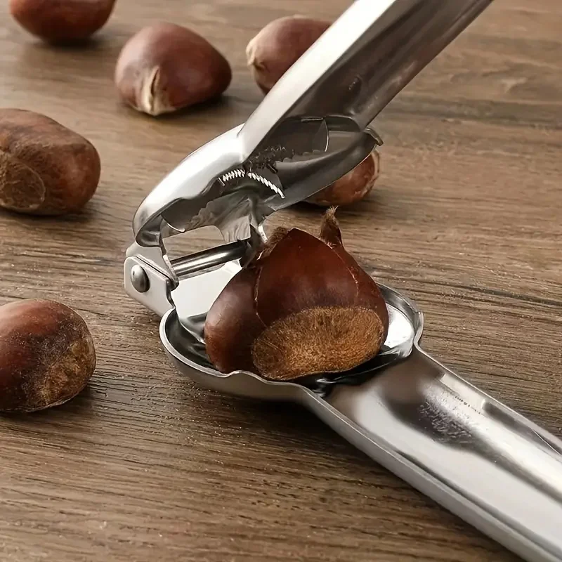 1pc, Chestnut Opener, Nut Crackers Sheller, Chestnut Clip, Chestnut Cutter, Stainless Steel Cross Serrated Nut Shucker For Home