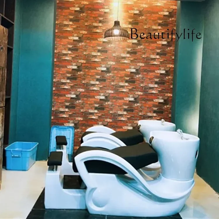 Kursi salon kecantikan mewah, tempat keramas khusus salon rambut, tempat keramas semi-reclining atmosferik, tempat keramas fiberglass untuk tukang cukur