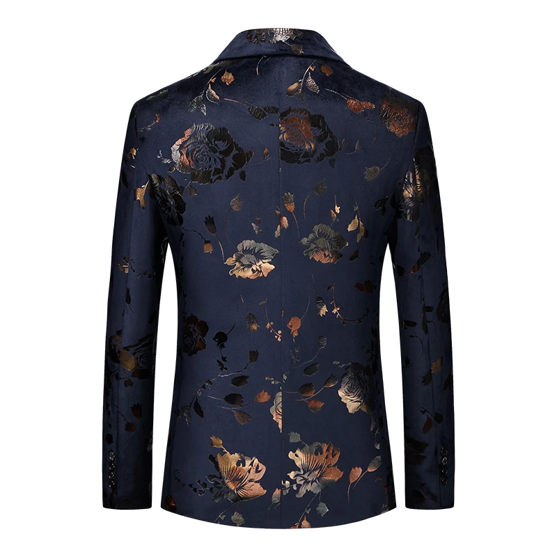 High-End Floral Pattern Double-Row Buttoned Slim Fit Performance Fashionable Men's Suit Jacket Stylish Personality Brand