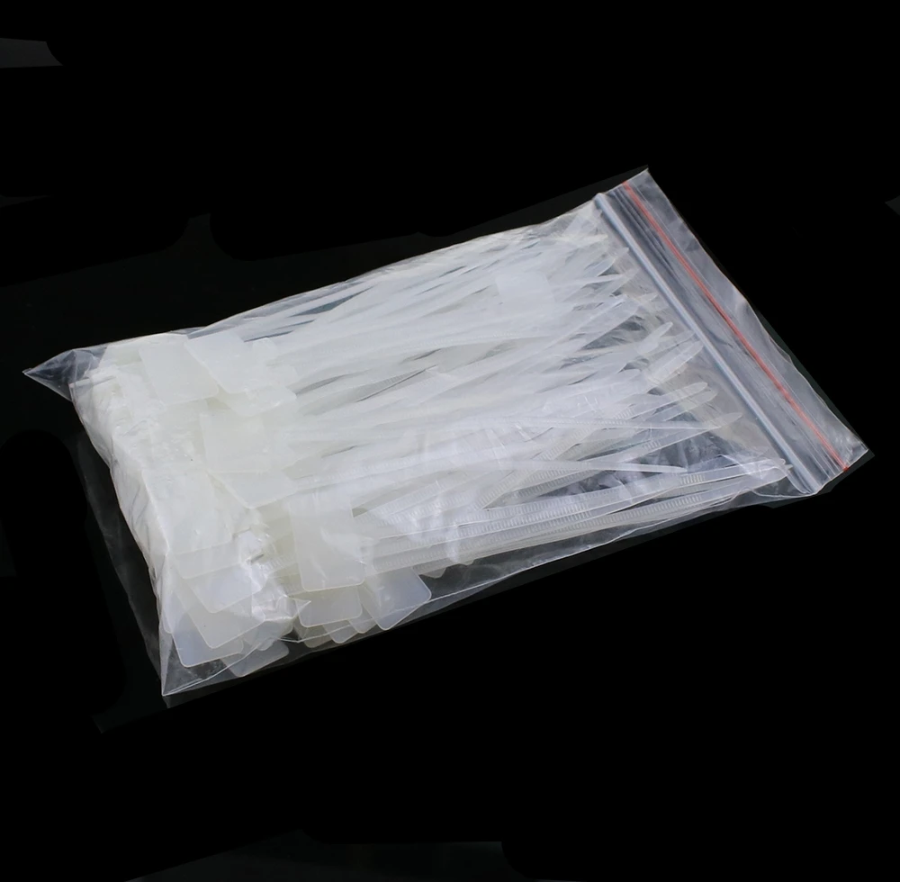 100pcs White Plastic Nylon Mark Tags Label Sticker Cable Zip Ties 2.5mm x 100mm
