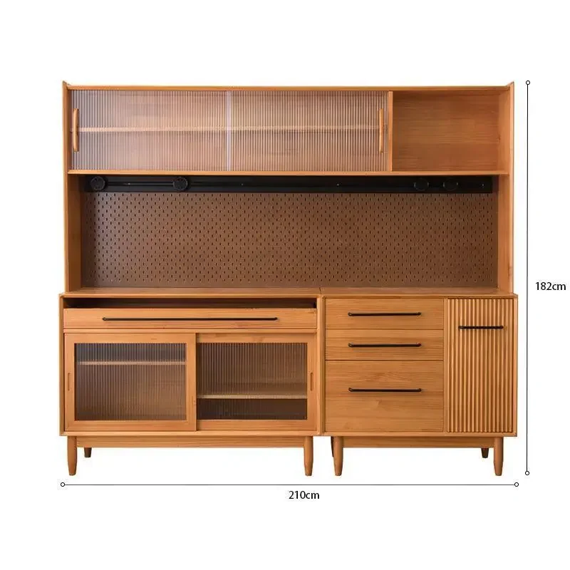 Sideboard, integrated wall-mounted high cabinet, simple modern Japanese tea cabinet, hole board, living room to top solid wood